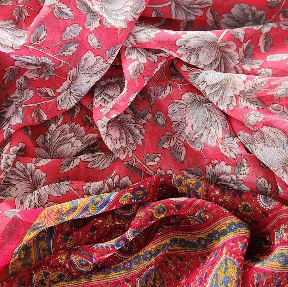 Saree Pink Floral and Paisley